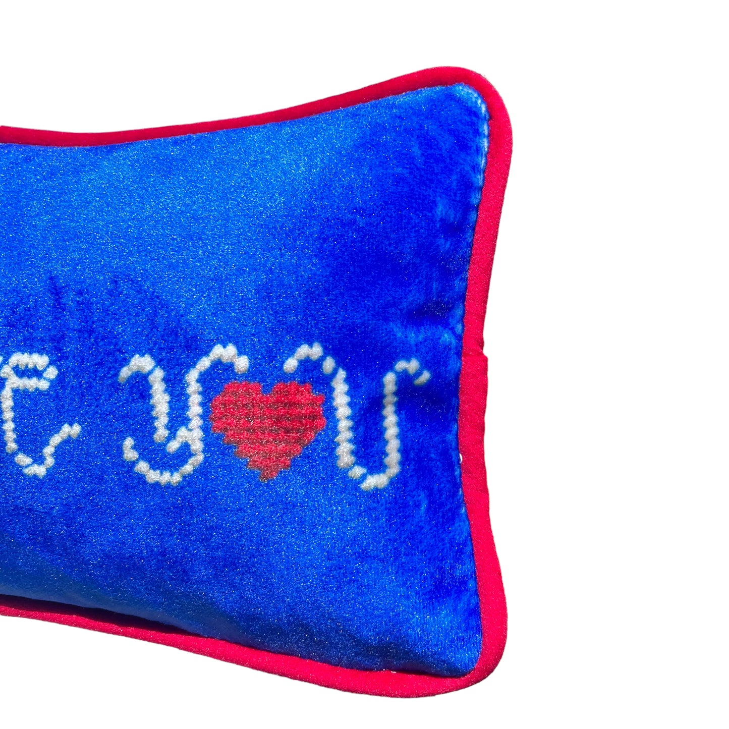 I LOVE YOU blue velvet toss pillow
