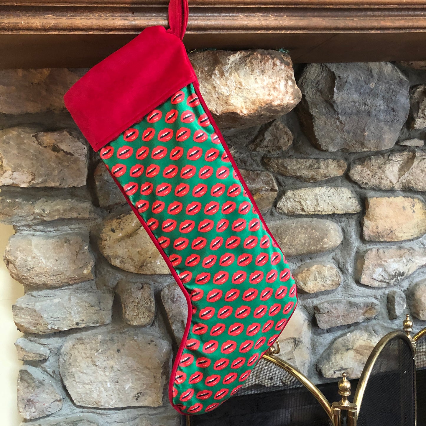 velvet KISS KISS holiday stocking / custom made to order
