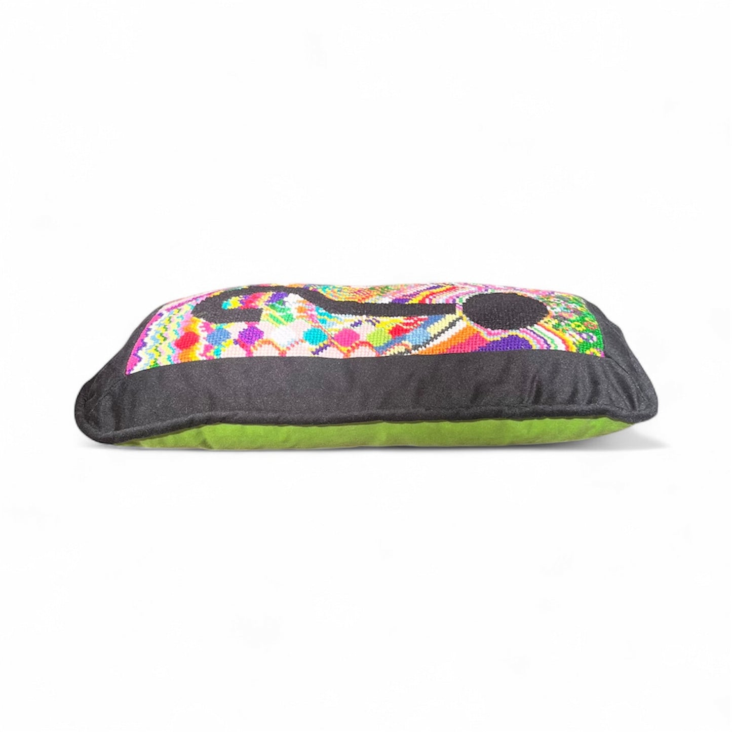 hand-embroidered needlepoint HUH? custom pillow