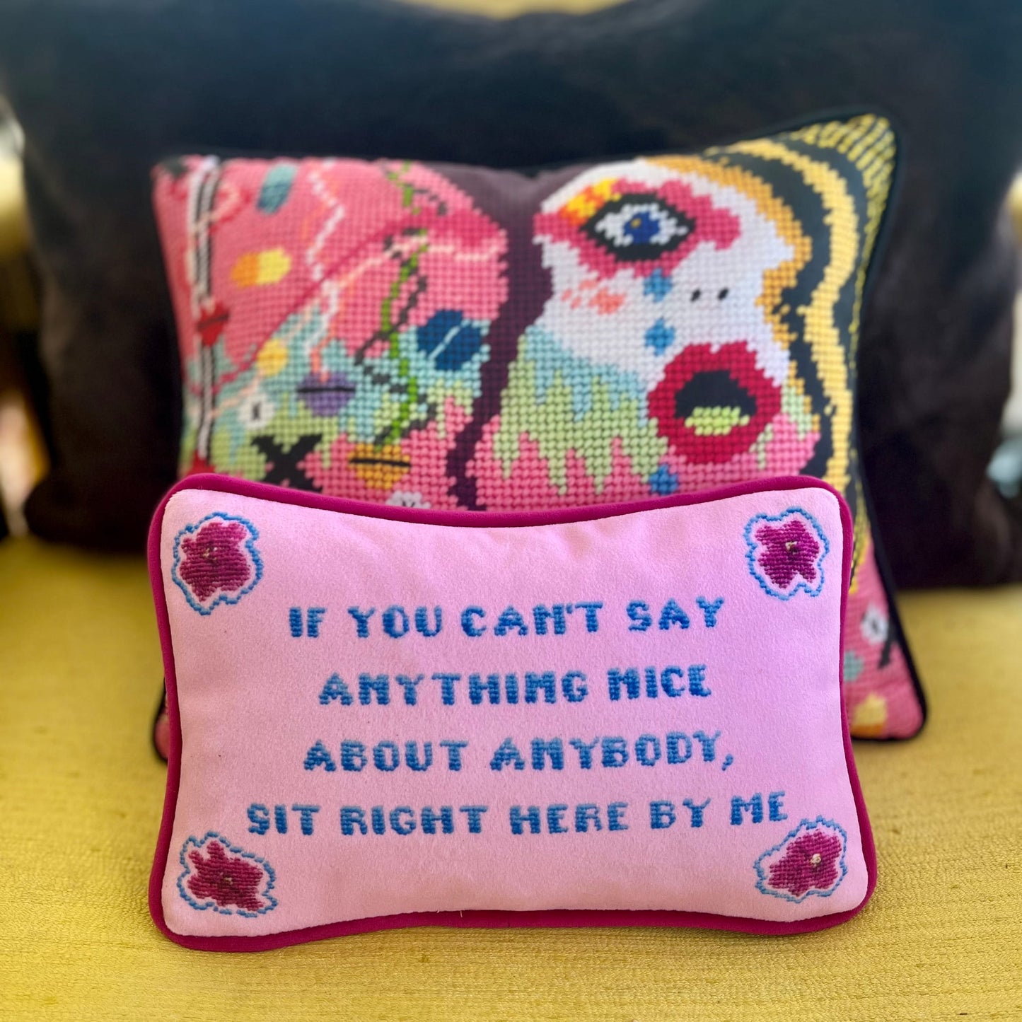 pink velvet GOSSIP GIRL custom made toss pillow