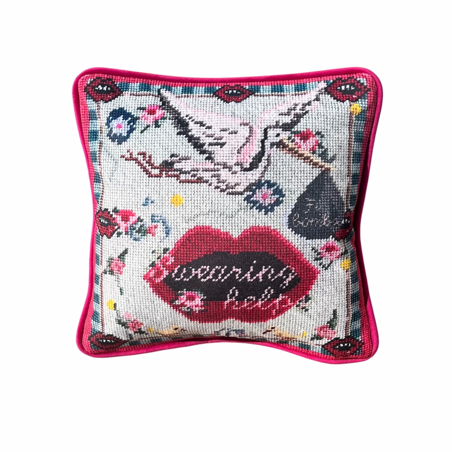 velvet F-BOMBS custom made feather down pillow