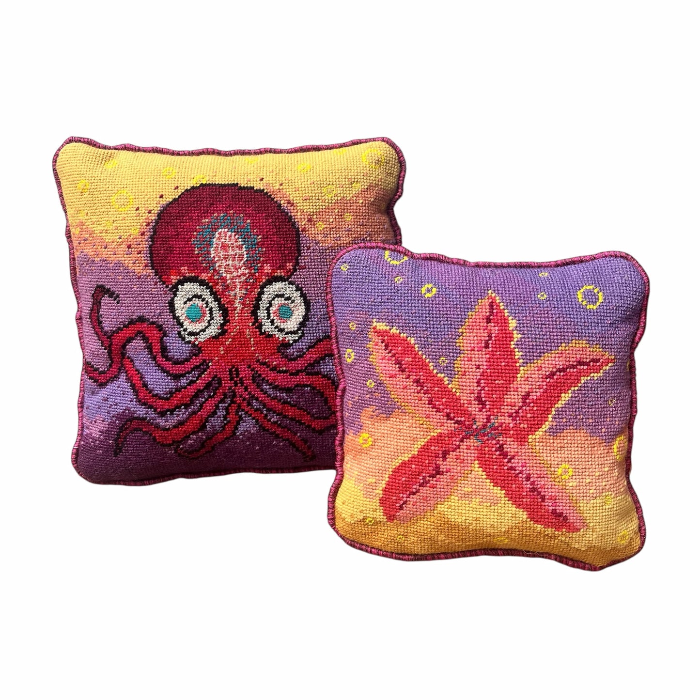Harry Heissmann x Mommani Threads hand-embroidered OCTI needlepoint pillow