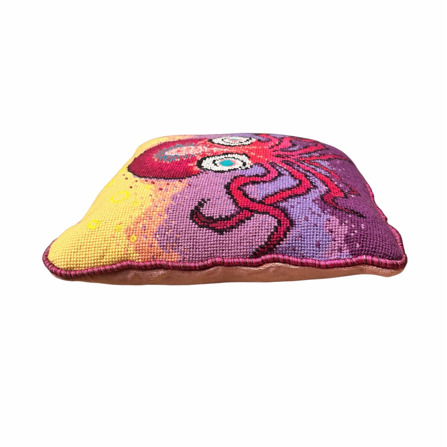 Harry Heissmann x Mommani Threads hand-embroidered OCTI needlepoint pillow