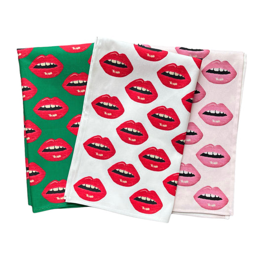 linen-cotton BISOUS BISOUS! kiss kiss tea towel set