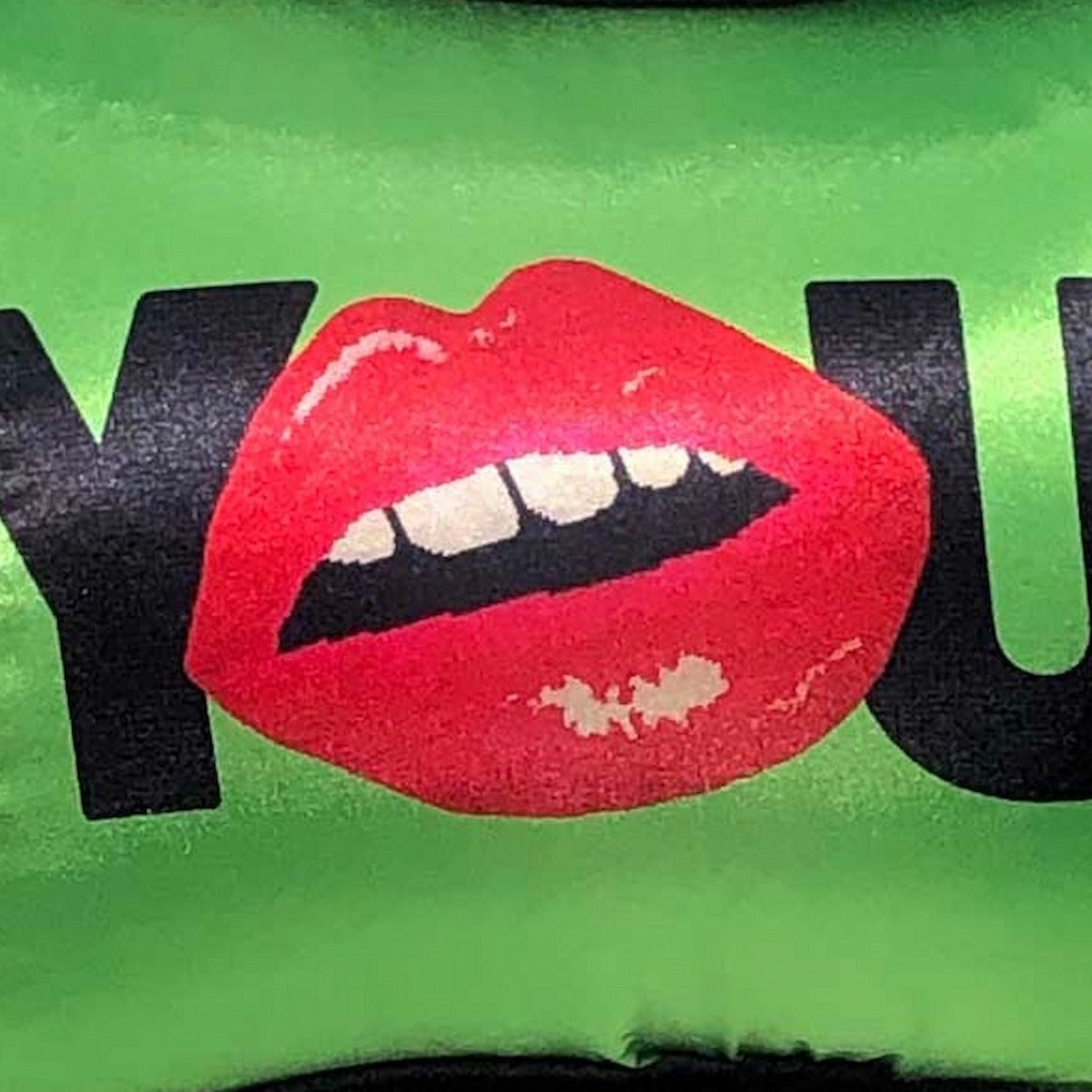 pop art green YOU satin pillow