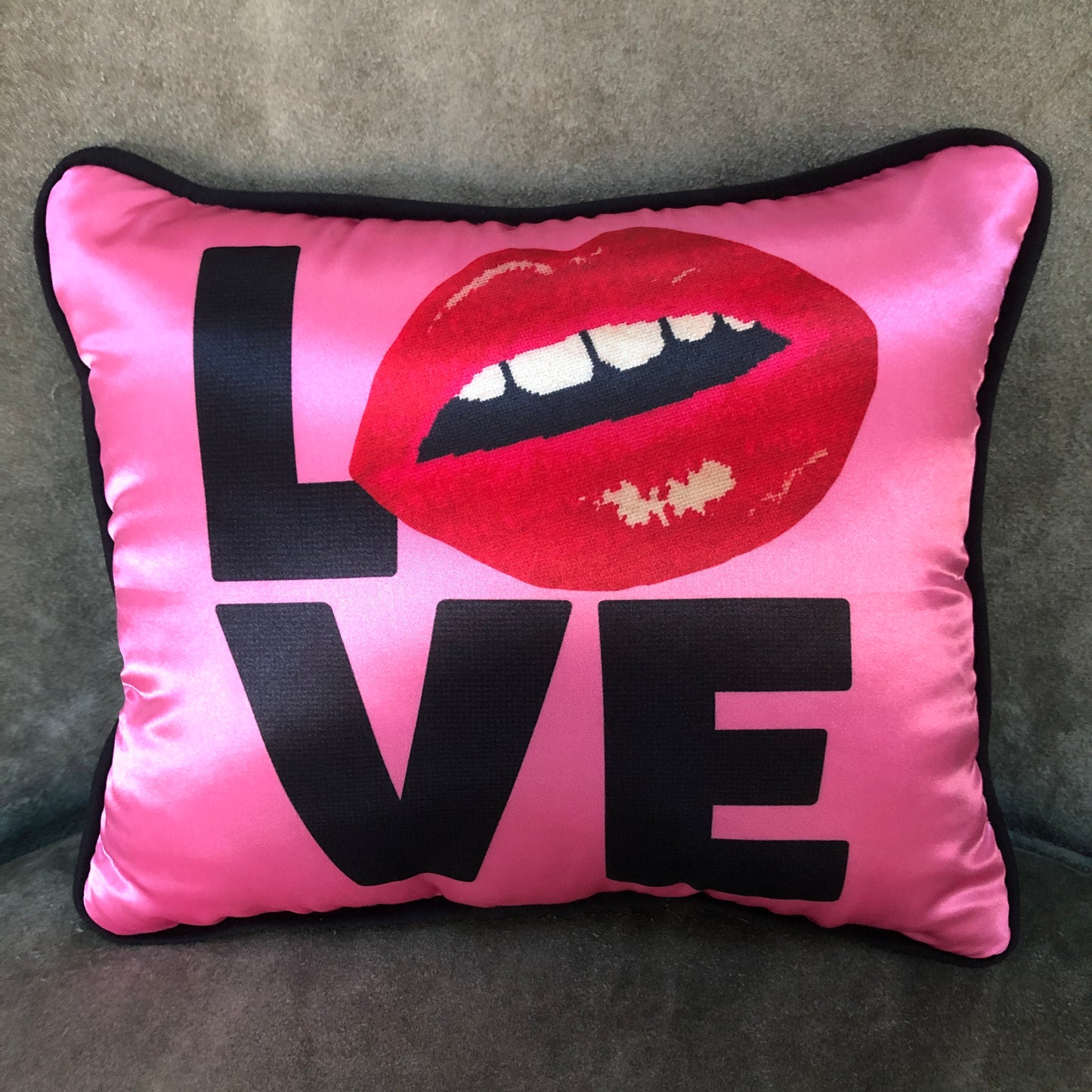 pop art satin HOT LOVE kiss me pillows