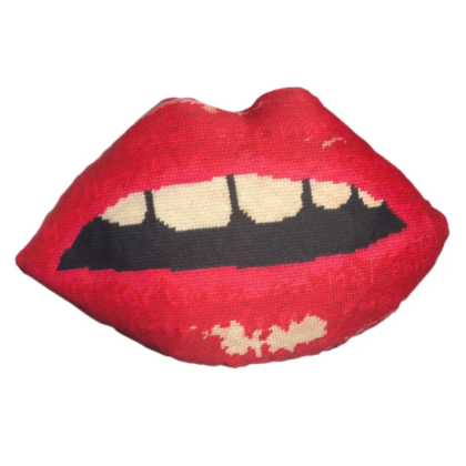 Sculpted red lips pillow features red lips with open mouth & gapped teeth. Featured on Disney+ High School Musical The Series.