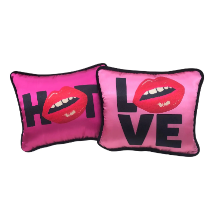 pop art satin HOT LOVE kiss me pillows
