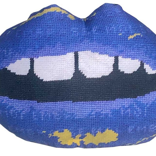 Sculpted blue lips pillow features blue lips with open mouth & gapped teeth. Featured on Disney+ High School Musical The Series.