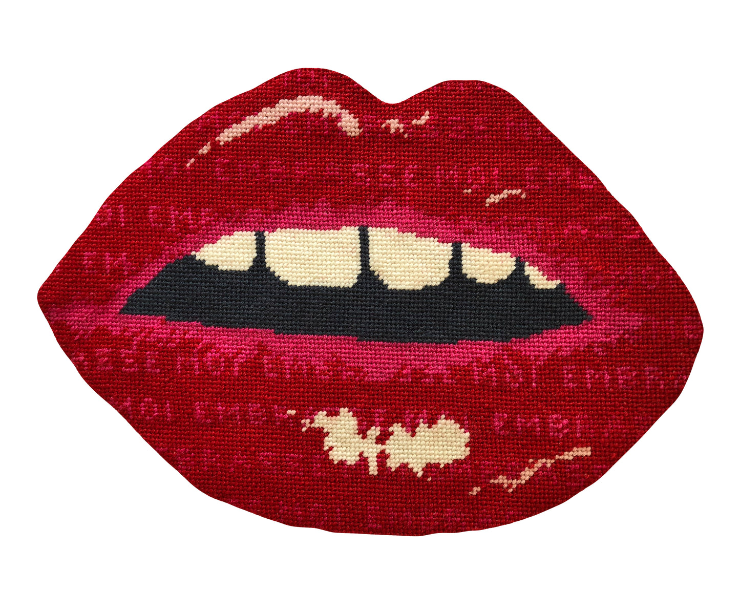 big, pouty red lips print with gapped teeth