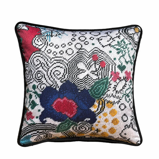whimsical elements of forest creatures, flowers, bubbles, highlighted in color on a white background