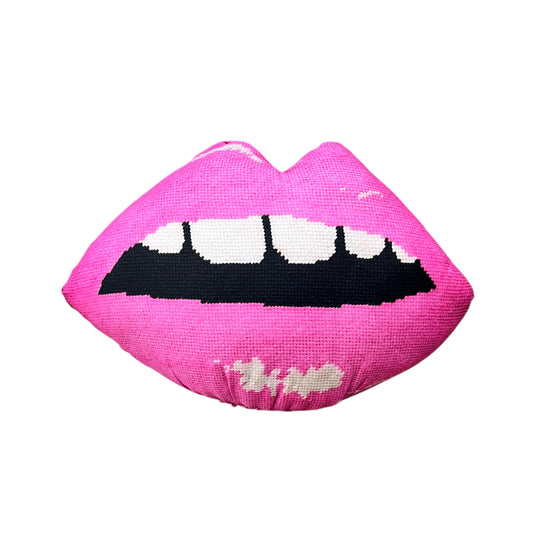 small flaw PINK POUT organic cotton sateen lips pillow