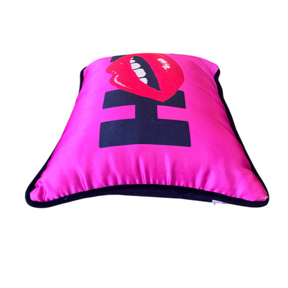 pop art magenta satin HOT kiss me pillow