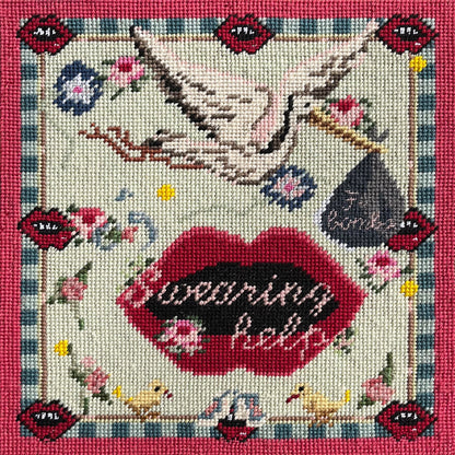 hand-embroidered needlepoint F-BOMB (SWEARING HELPS)
