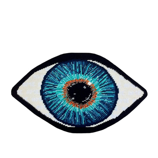 blue eye print has gold in center, turning to turquoise, then deep blues - very detailed