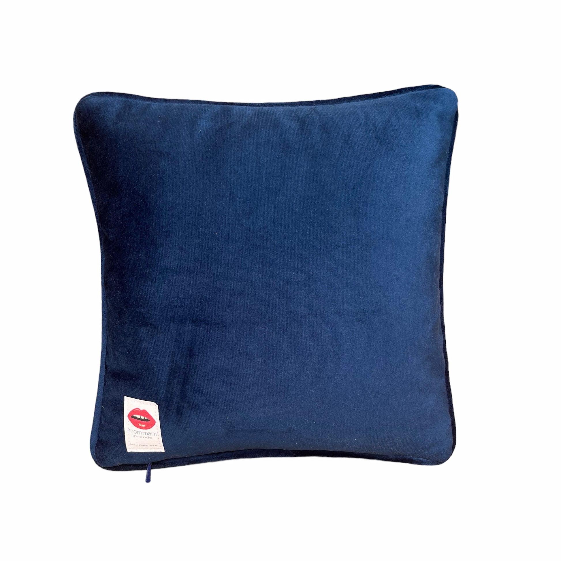 blue velvet square pillow