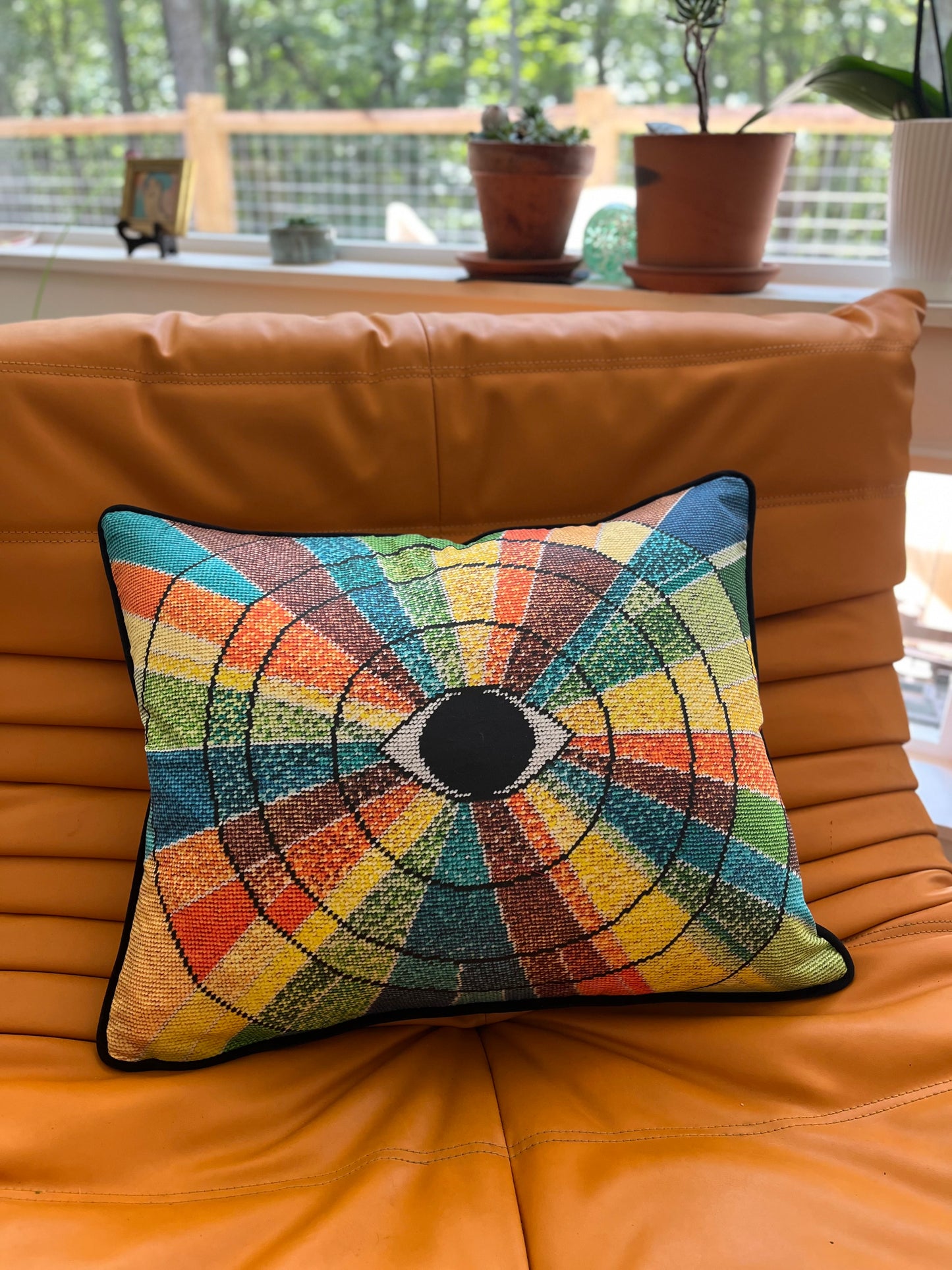 organic cotton sateen KALEIDOSCOPE EYE feather down pillow