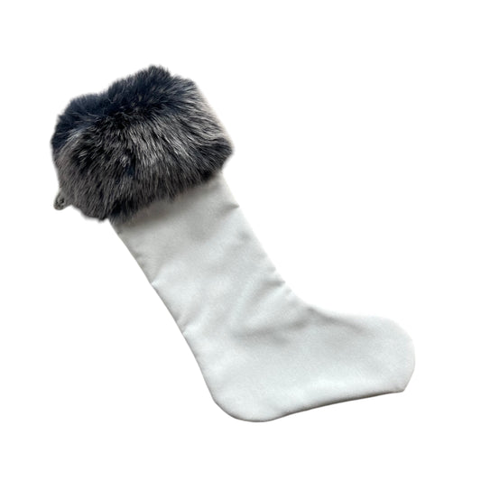 FROSTY BLUE VELVET STOCKING with crazy oversized cuff
