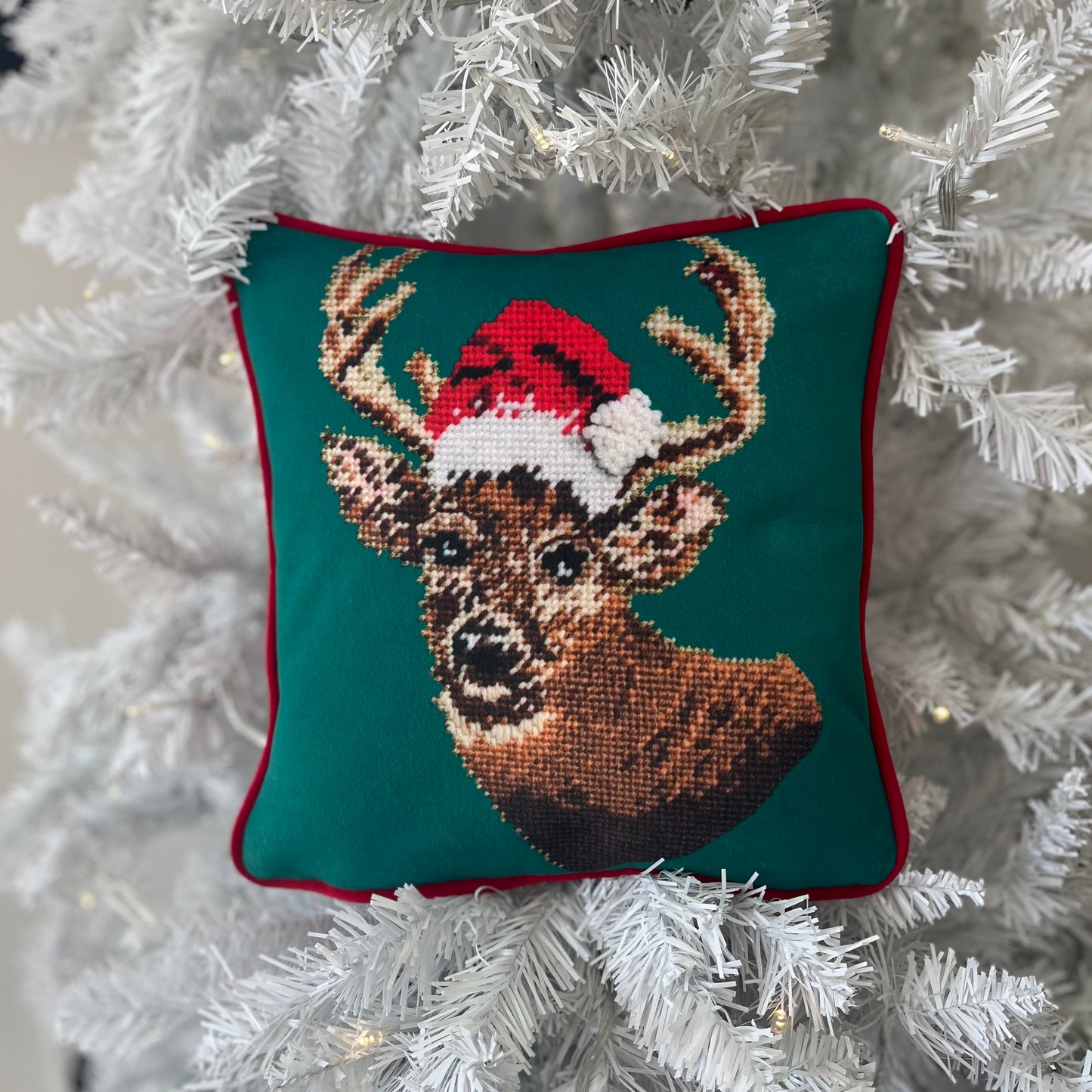 velvet WHAT THE BUCK?! holiday pillow