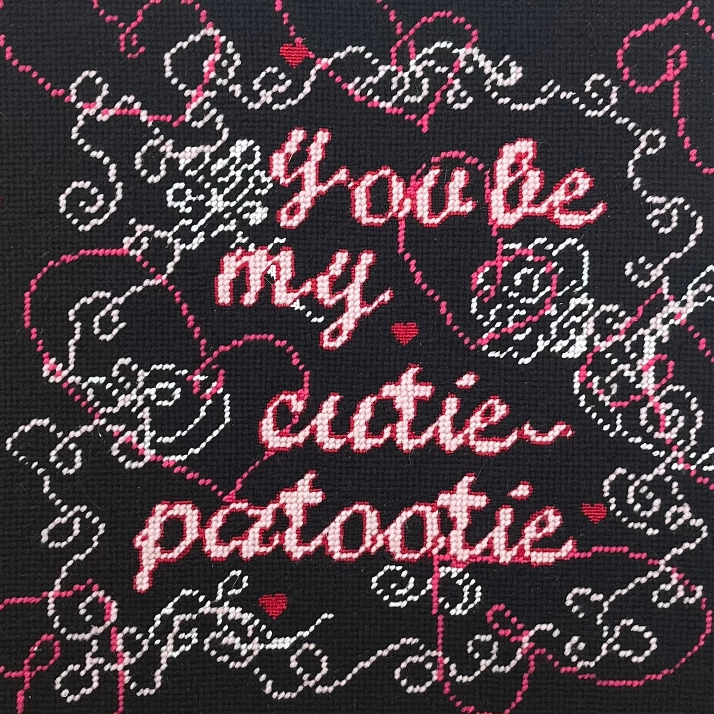 hand-embroidered needlepoint CUTIE-PATOOTIE original canvas