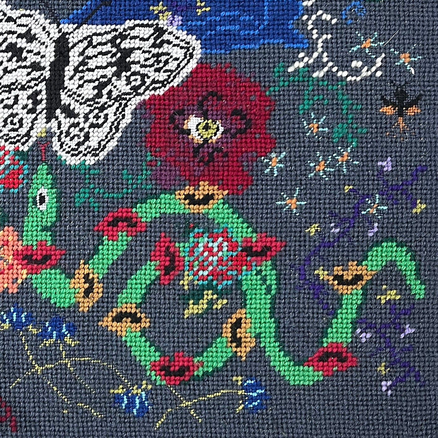 hand-embroidered needlepoint NIGHTSWIMMING original canvas