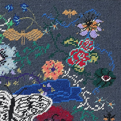 hand-embroidered needlepoint NIGHTSWIMMING original canvas