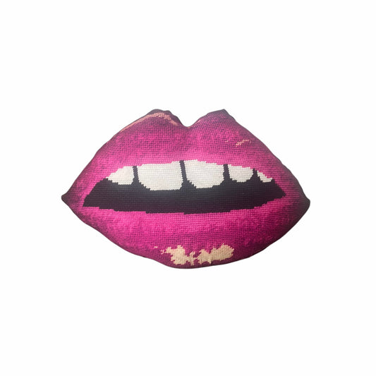 organic cotton sateen sculpted POUTY LIPS pillow in magenta