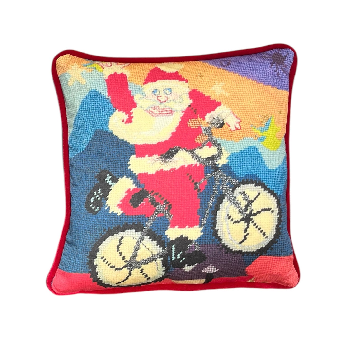 organic cotton sateen RIDE OR DIE SANTA holiday pillow