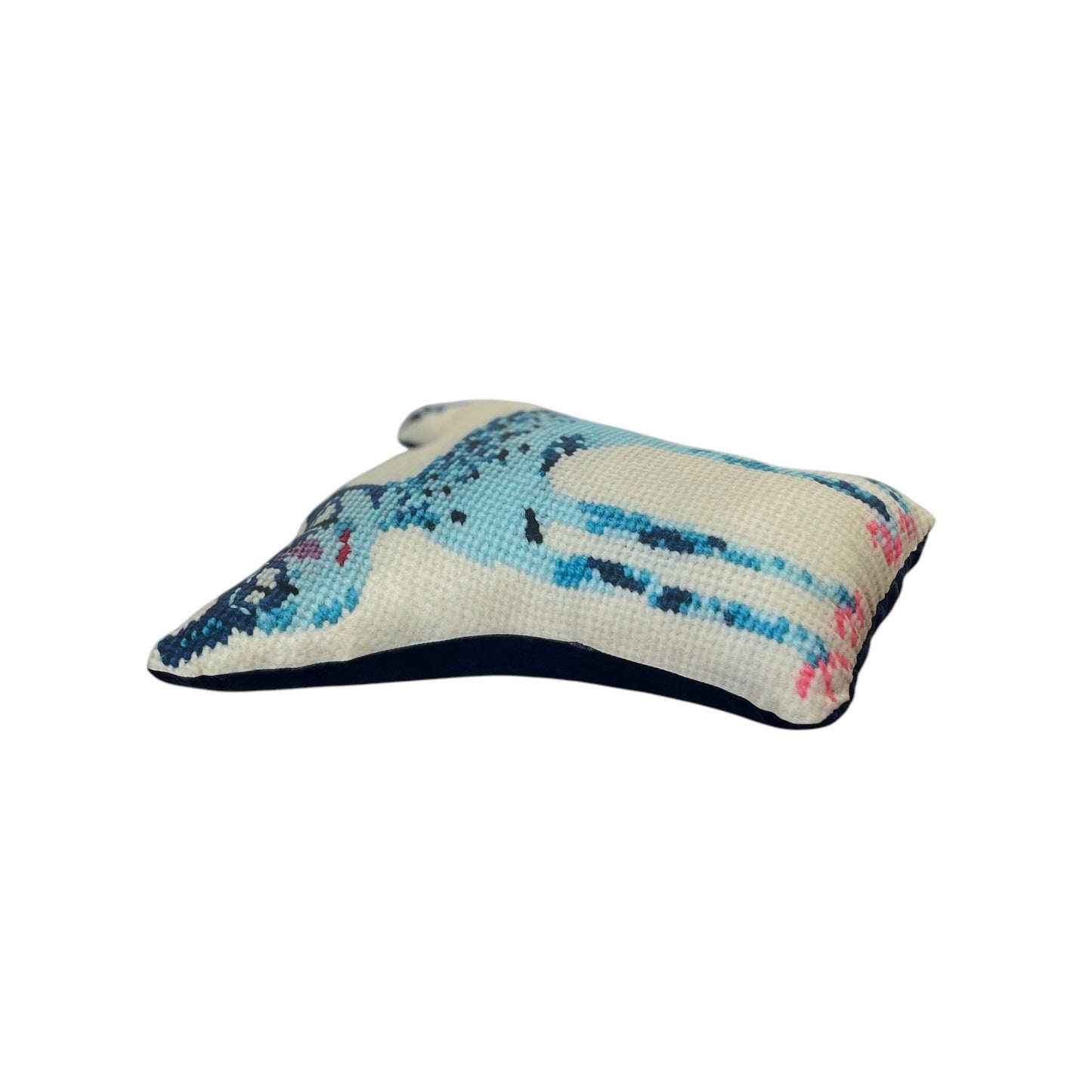 organic cotton sateen TOM E TOES blue cat sculpted pillow