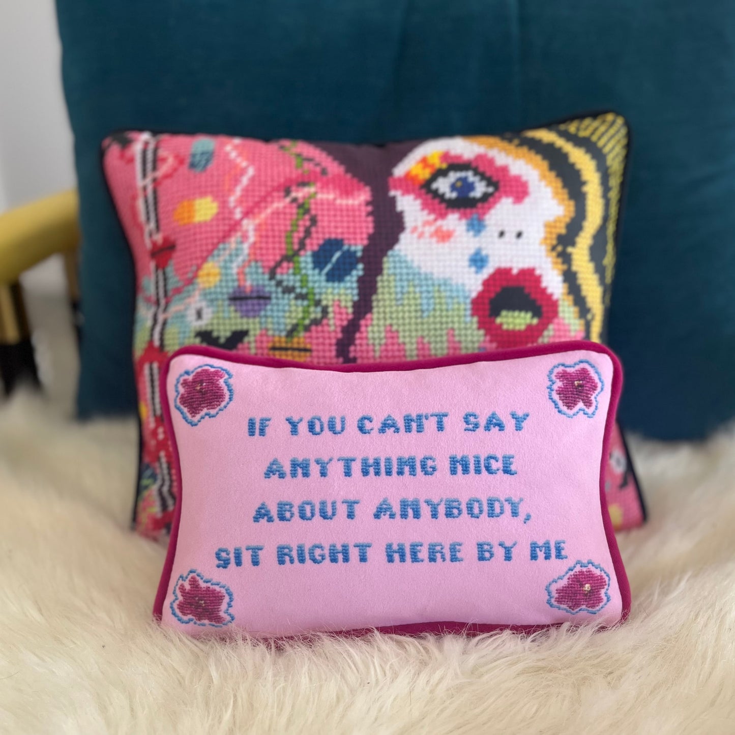 velvet GOSSIP GIRL sassy quote velvet toss pillow