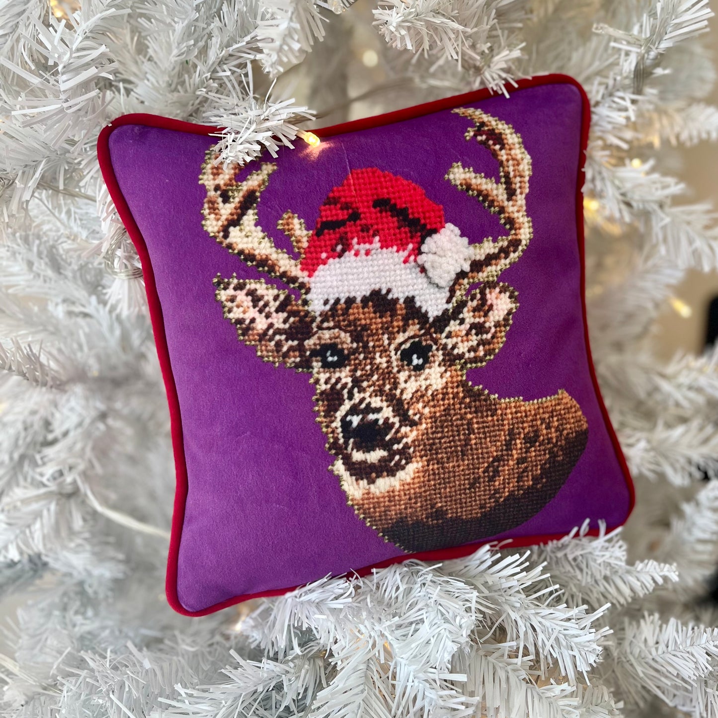 velvet WHAT THE BUCK?! holiday pillow