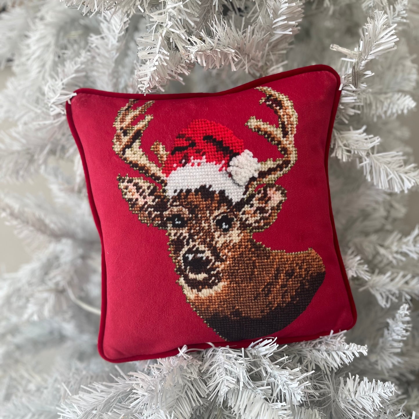 velvet WHAT THE BUCK?! holiday pillow