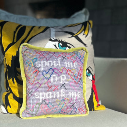 needlepoint SPOIL ME or SPANK ME