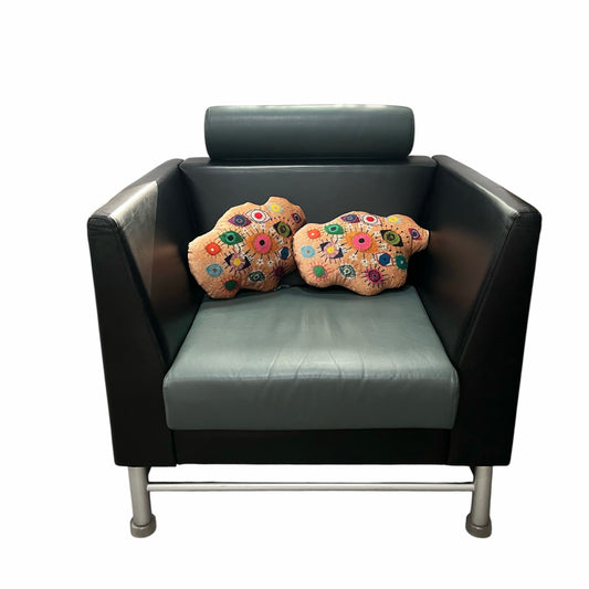 velvet IdolEYES amoeba-shaped pillow, handmade