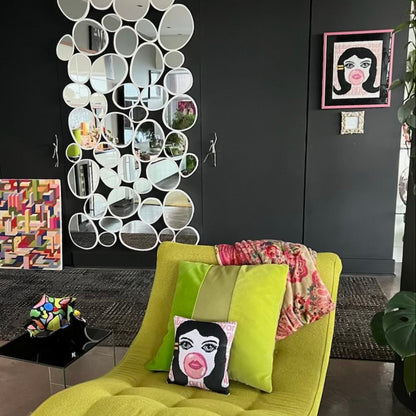 needlepoint BUBBLE GIRL IN A BUBBLEGUM WORLD