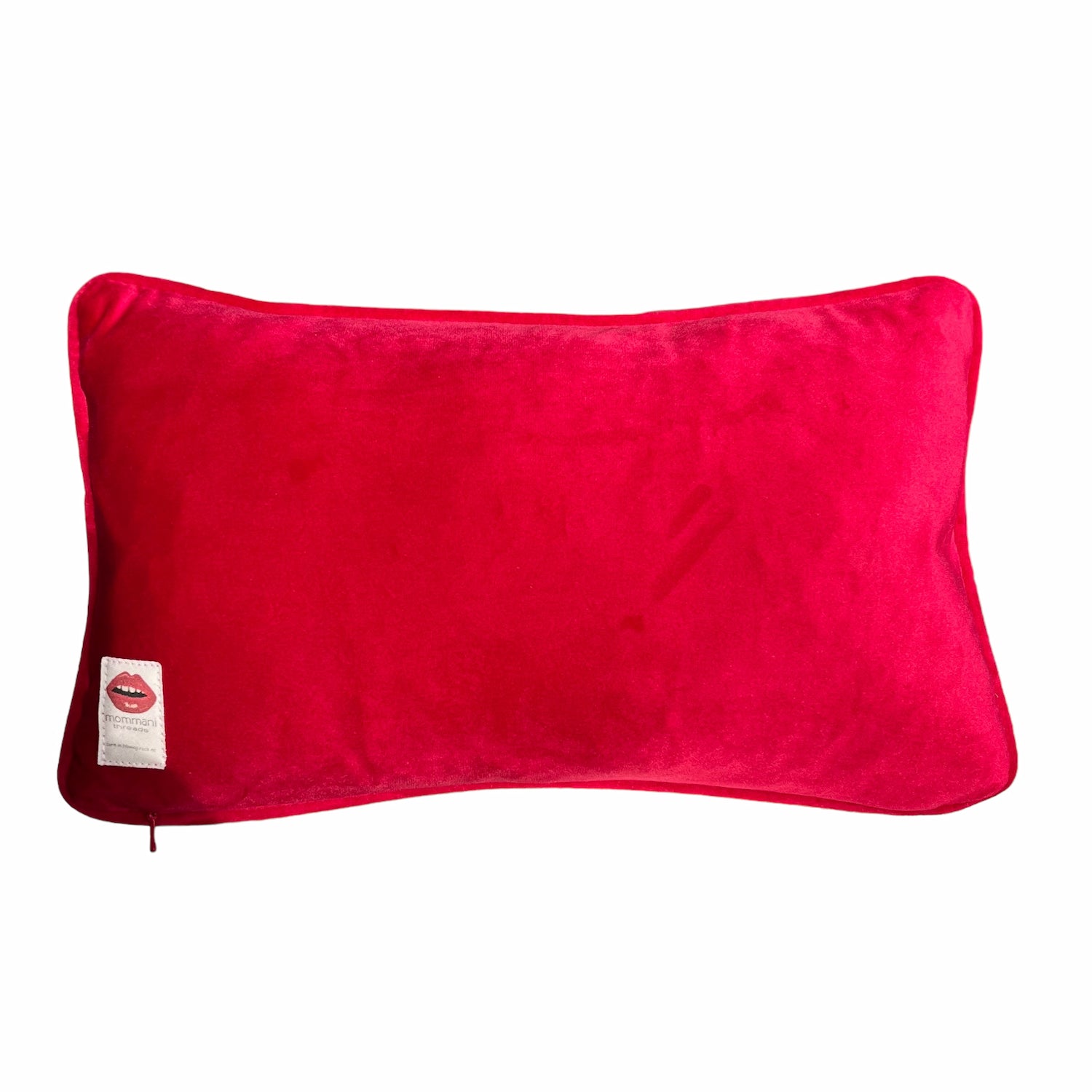 red velvet Mommani Threads rectangular pillow