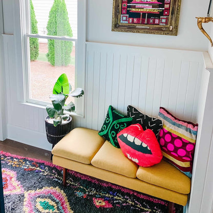 24" velvet red lips sculpted pillow