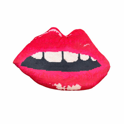 extra large sculpted red velvet lips pillow