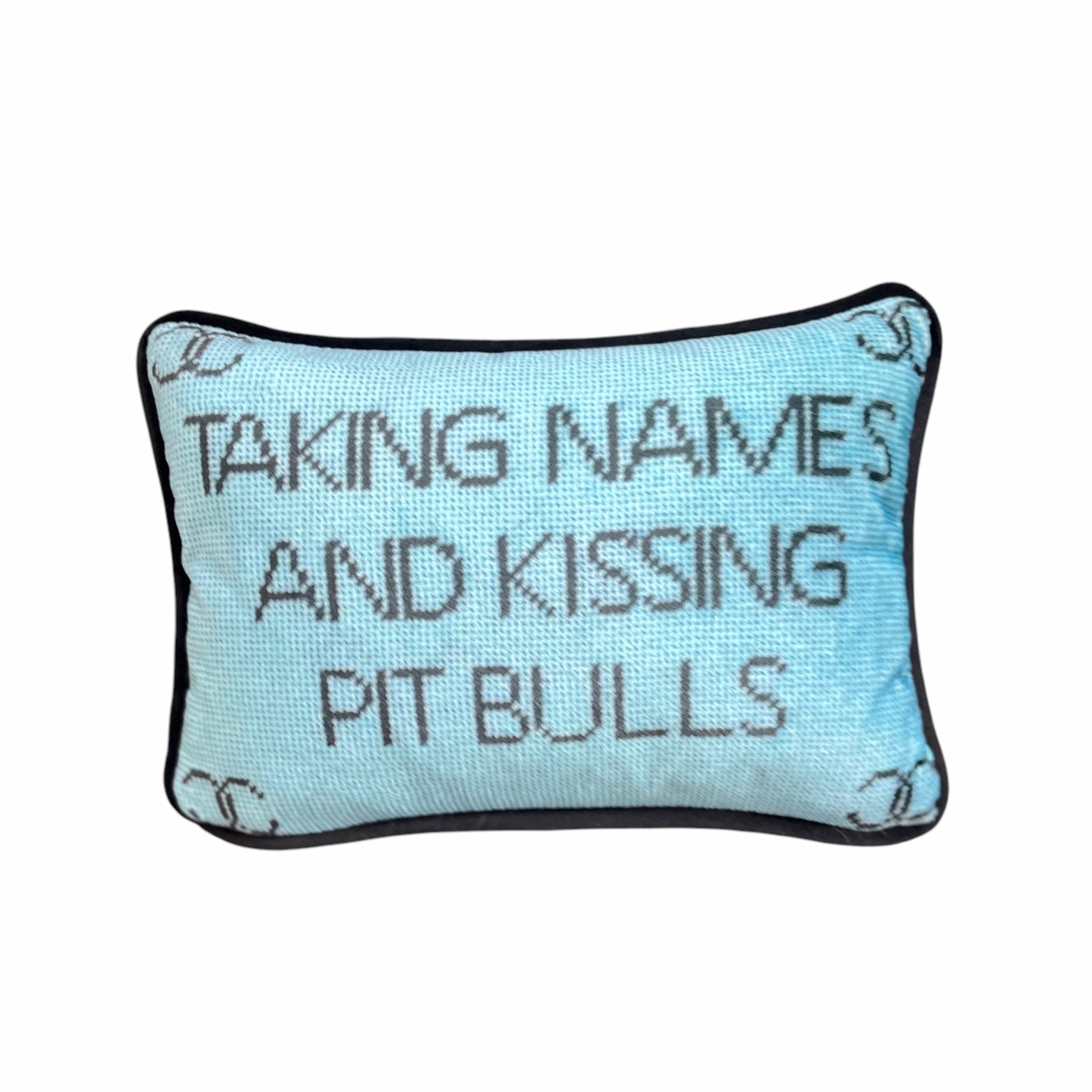 velvet TAKING NAMES & KISSING PIT BULLS toss pillow