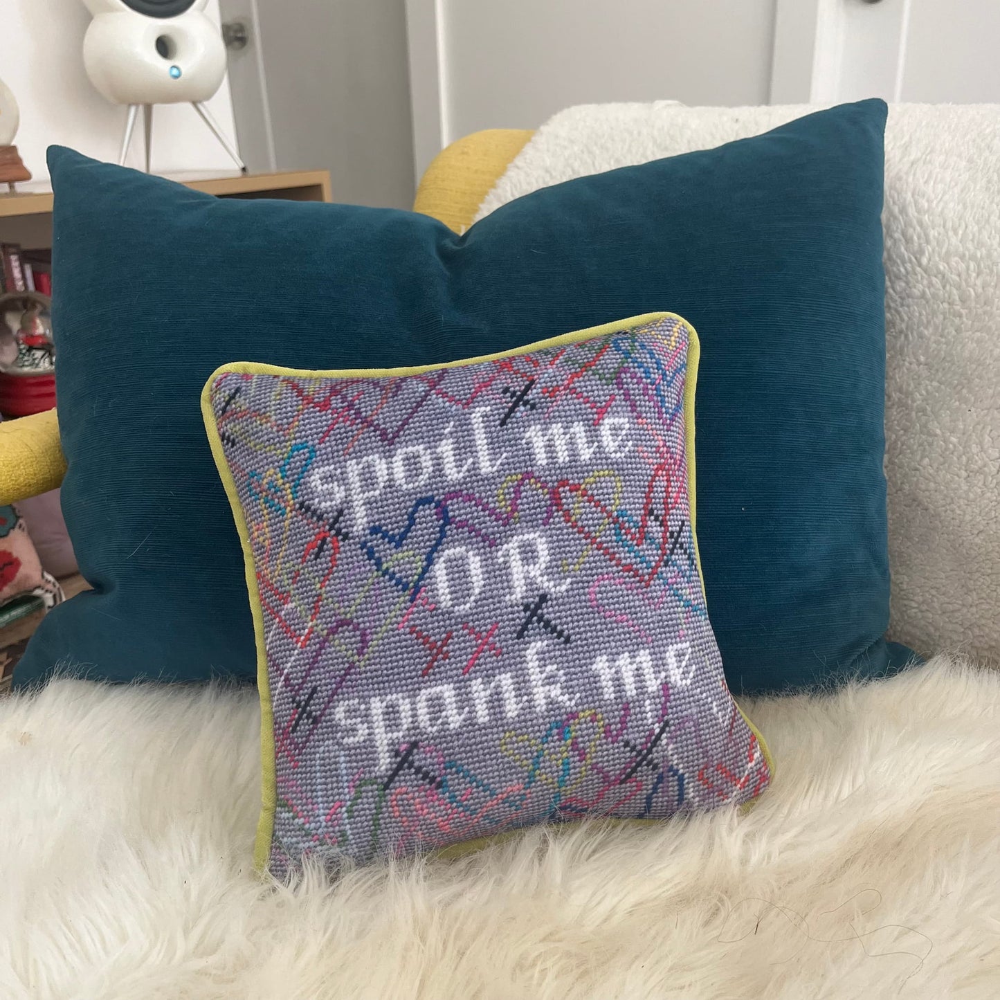 velvet SPOIL ME or SPANK ME toss pillow