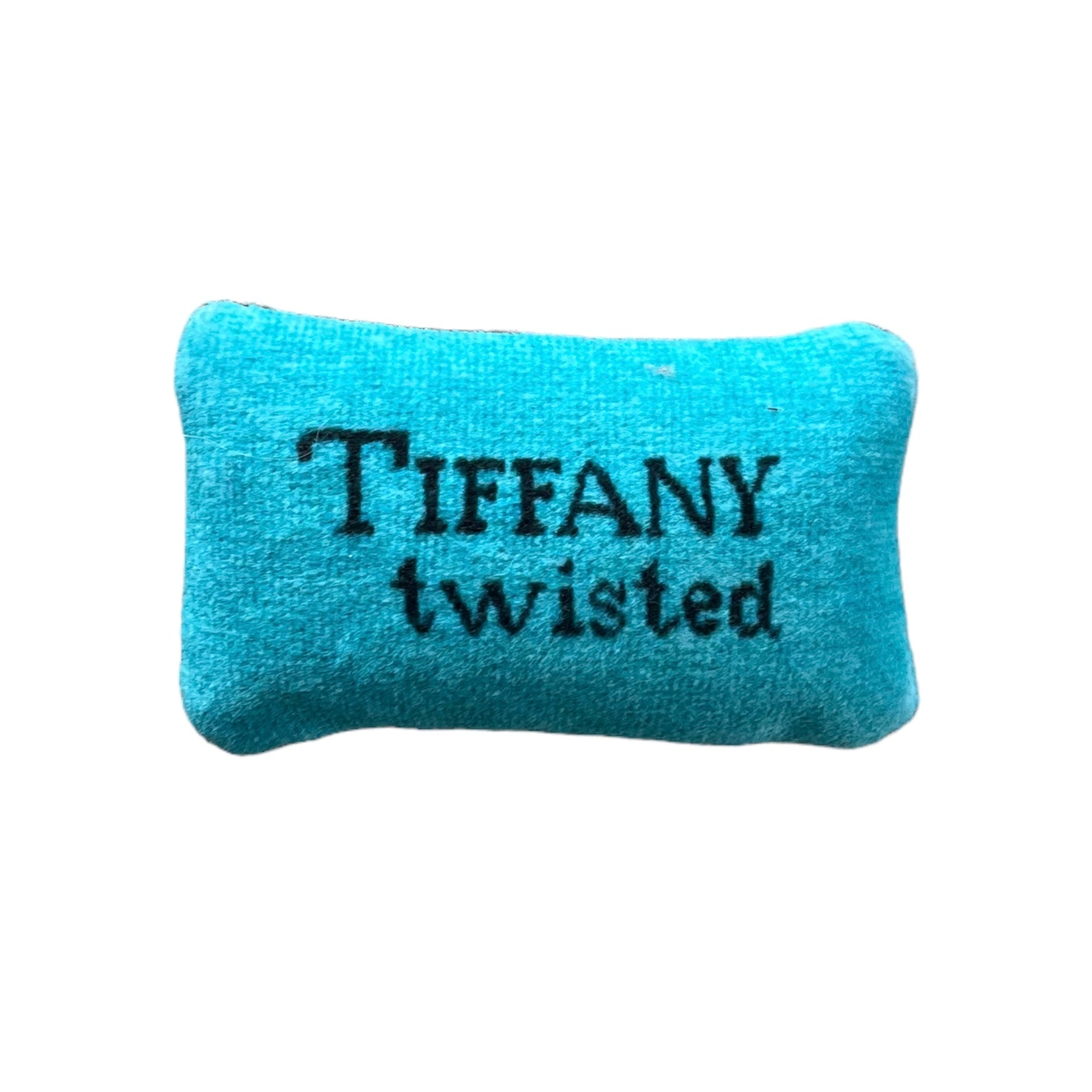 organic French lavender sachet reads "Tiffany Twisted" in classic Tiffany script on Tiffany blue background