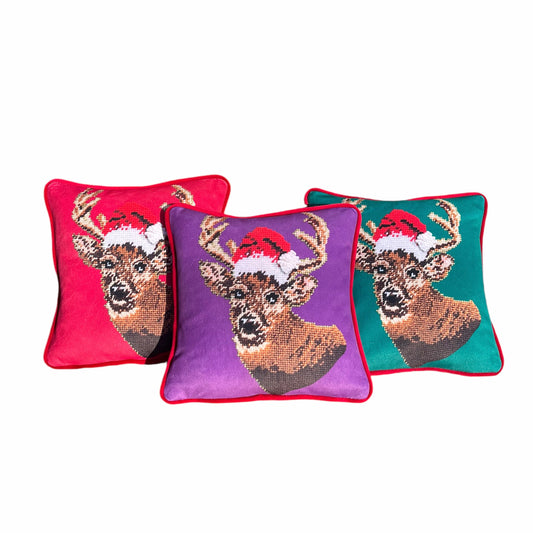 velvet WHAT THE BUCK?! holiday pillow