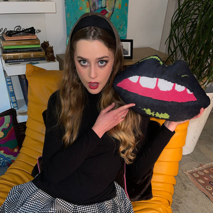 WICKED GOTH sculpted velvet lips pillow