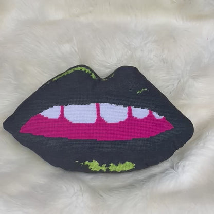 WICKED GOTH sculpted velvet lips pillow
