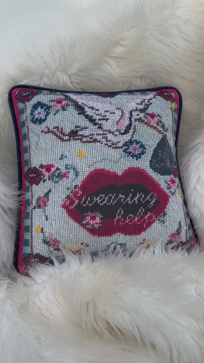 velvet F-BOMBS custom made feather down pillow