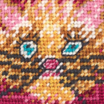 hand-embroidered CHOUPETTE kitty needlepoint objet d'art pillow box