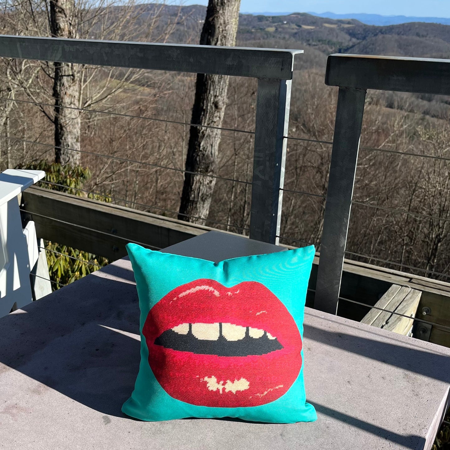 outdoor-friendly EMBRASSE MOI lips design pillow cover