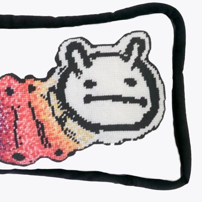 two headed, horned worm connected with a shared rainbow body