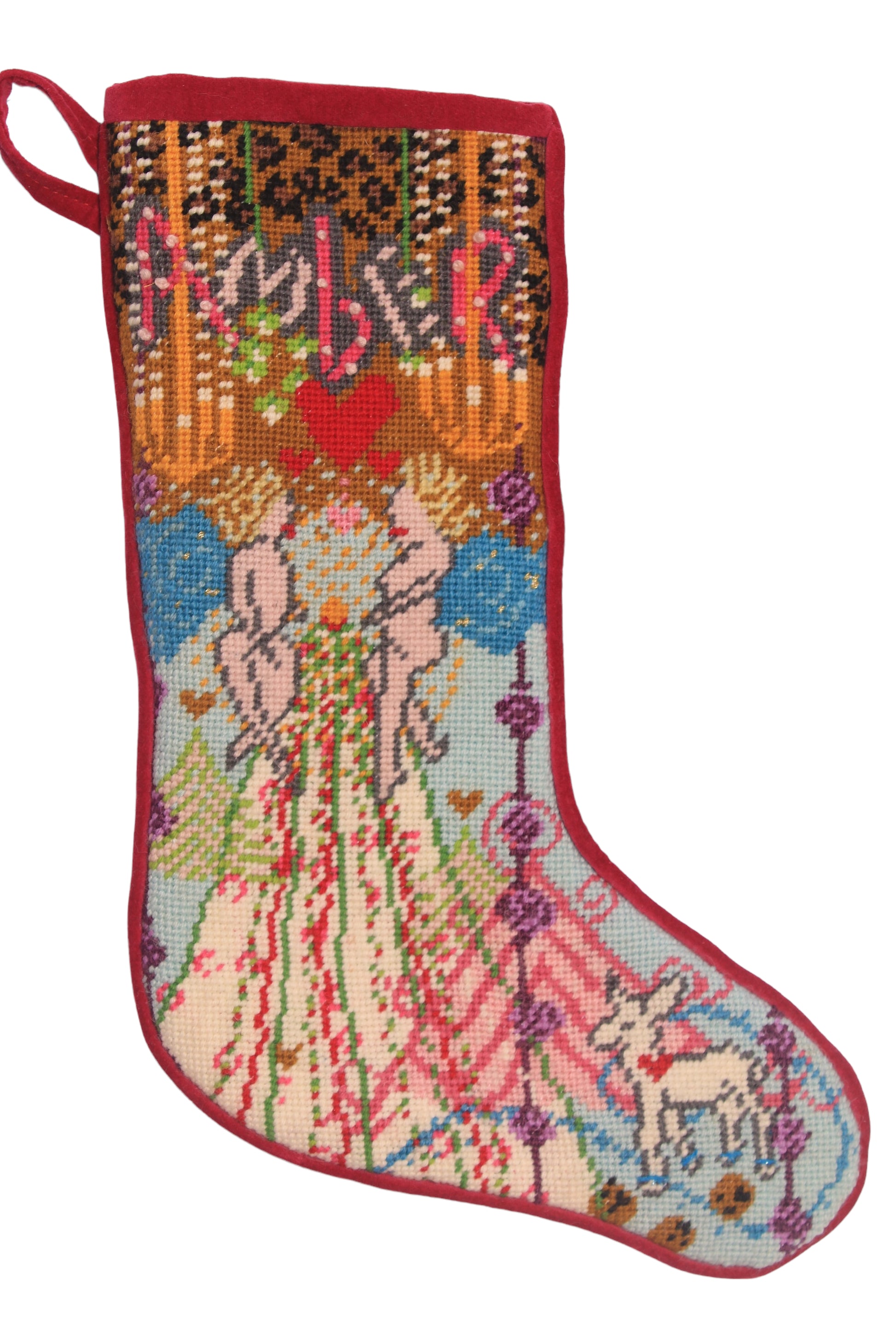 custom needlepoint stocking with name / 2024 commission – mommani threads