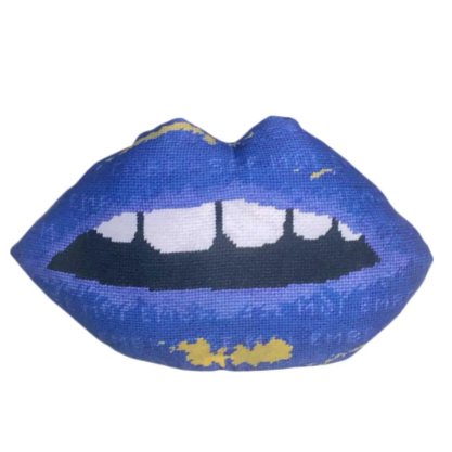 Sculpted blue lips pillow features blue lips with open mouth & gapped teeth. Featured on Disney+ High School Musical The Series.